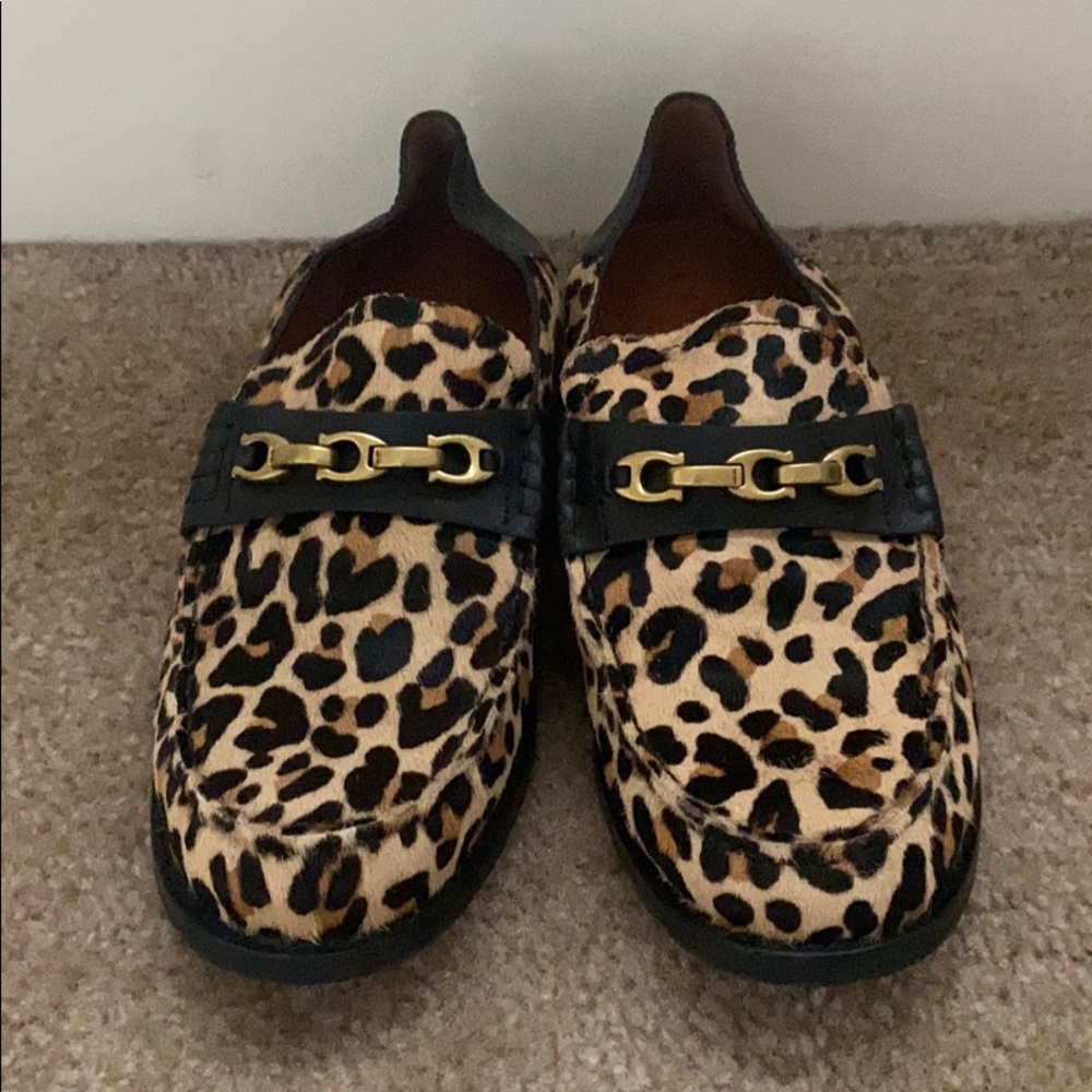 Coach Leopard Calf Hair Leather Loafer Moccasin